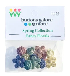 Buttons Galore Fancy Florals Blumenknöpfe 12 Stück bunt