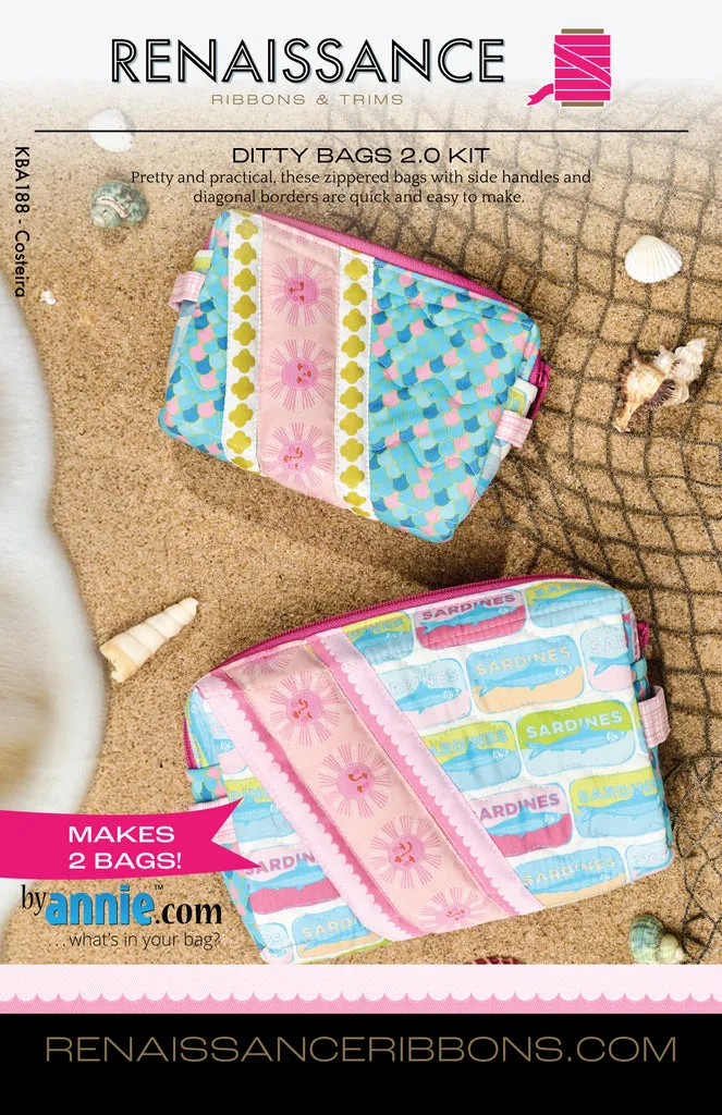 Renaissance Ribbon Ditty Bags 2.0 Nähset Baumwolle Reißverschluss