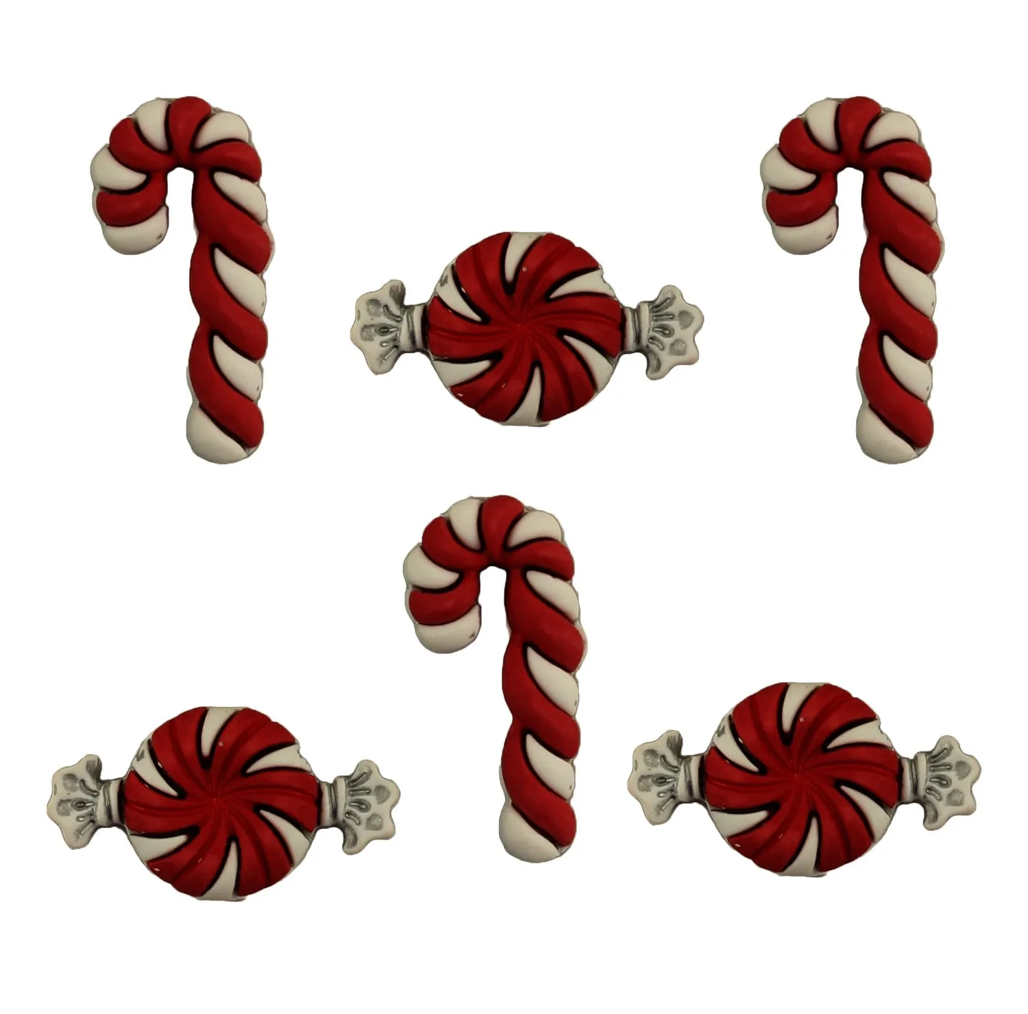Buttons Galore Peppermint Twist Nähknopf rot-weiß 1 Stück