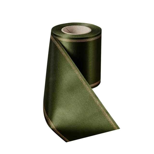 ALJO DESIGN Satin-Kranzband Fischgrat-Rand Kranzband 25 m