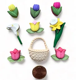 Buttons Galore Spring Easter Flowers Nähknöpfe 9 Stück Blume