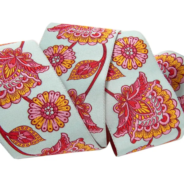 Renaissance Ribbon Paisley Floral Webband 50 mm 1 Yard Aqua