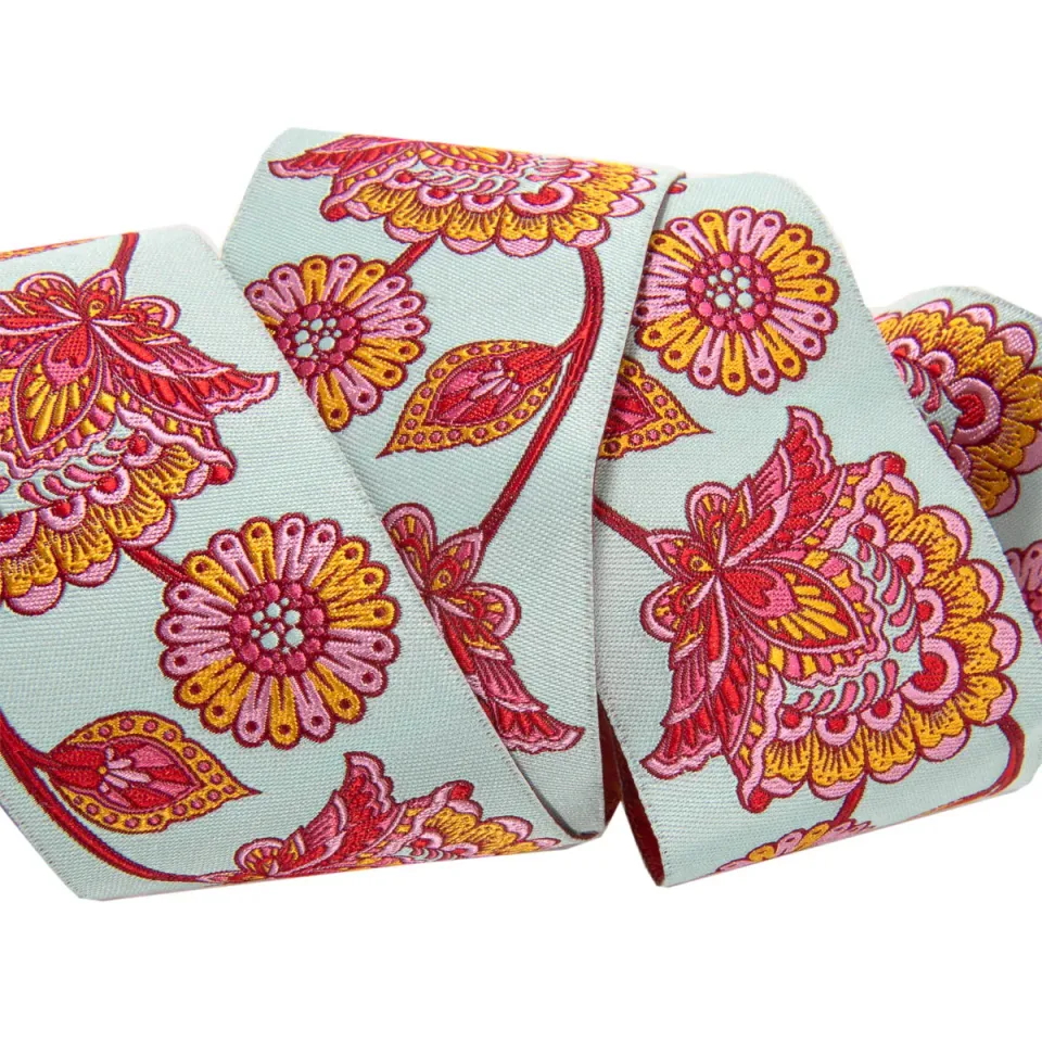 Renaissance Ribbon Paisley Floral Webband 50 mm 1 Yard Aqua