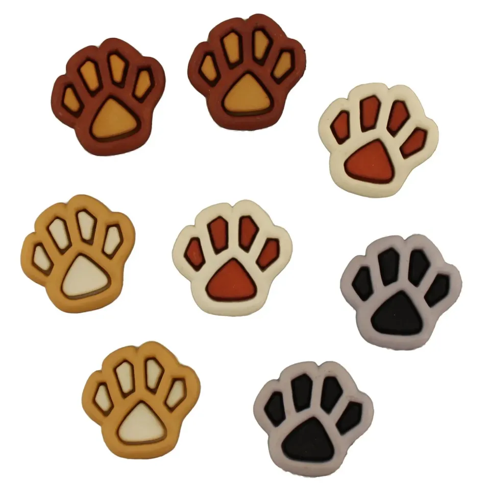 Buttons Galore Paw Print Knöpfe 8 Stück Pfote 19 mm