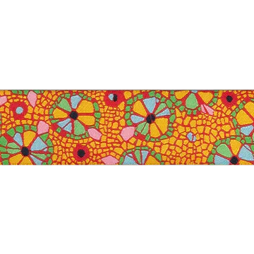 Renaissance Ribbon Mosaic Floral on Orange Webband 1 Yard blumig