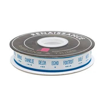 Renaissance Ribbon High Flight Phonetic Alphabet Webband 22mm Yard