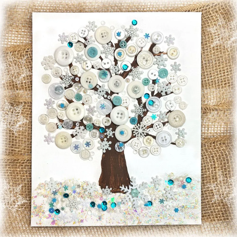 Buttons Galore Winter Tree Bastelset Baum weiß