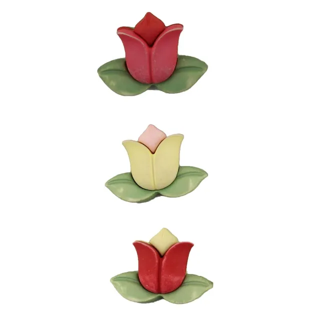 Buttons Galore Tulips Blumenknöpfe 3er-Pack 1 Zoll Stegknöpfe