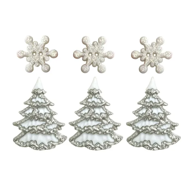Buttons Galore White Christmas Knöpfe weiß 6 Stück Winter