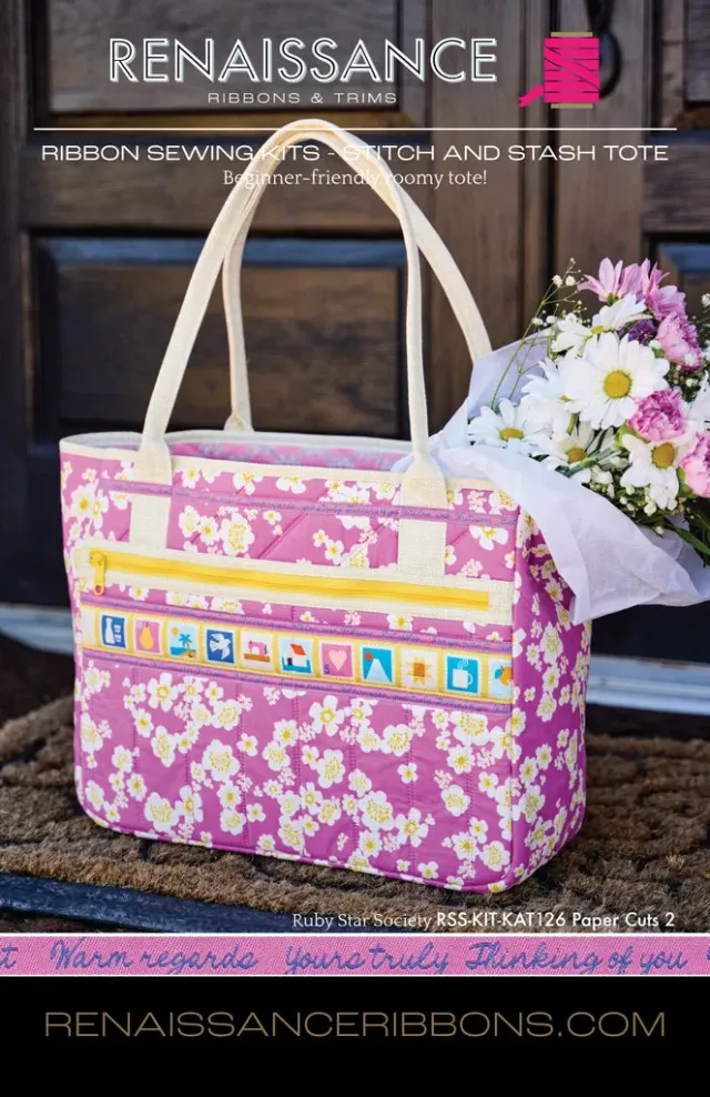 Renaissance Ribbon Stitch & Stash Tote Sewing Kit Paper Cuts 2