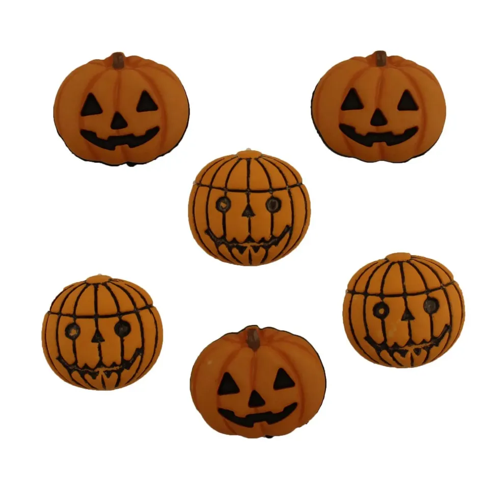 Buttons Galore Jack O Lantern Bastelknöpfe 6 Stück Kürbis