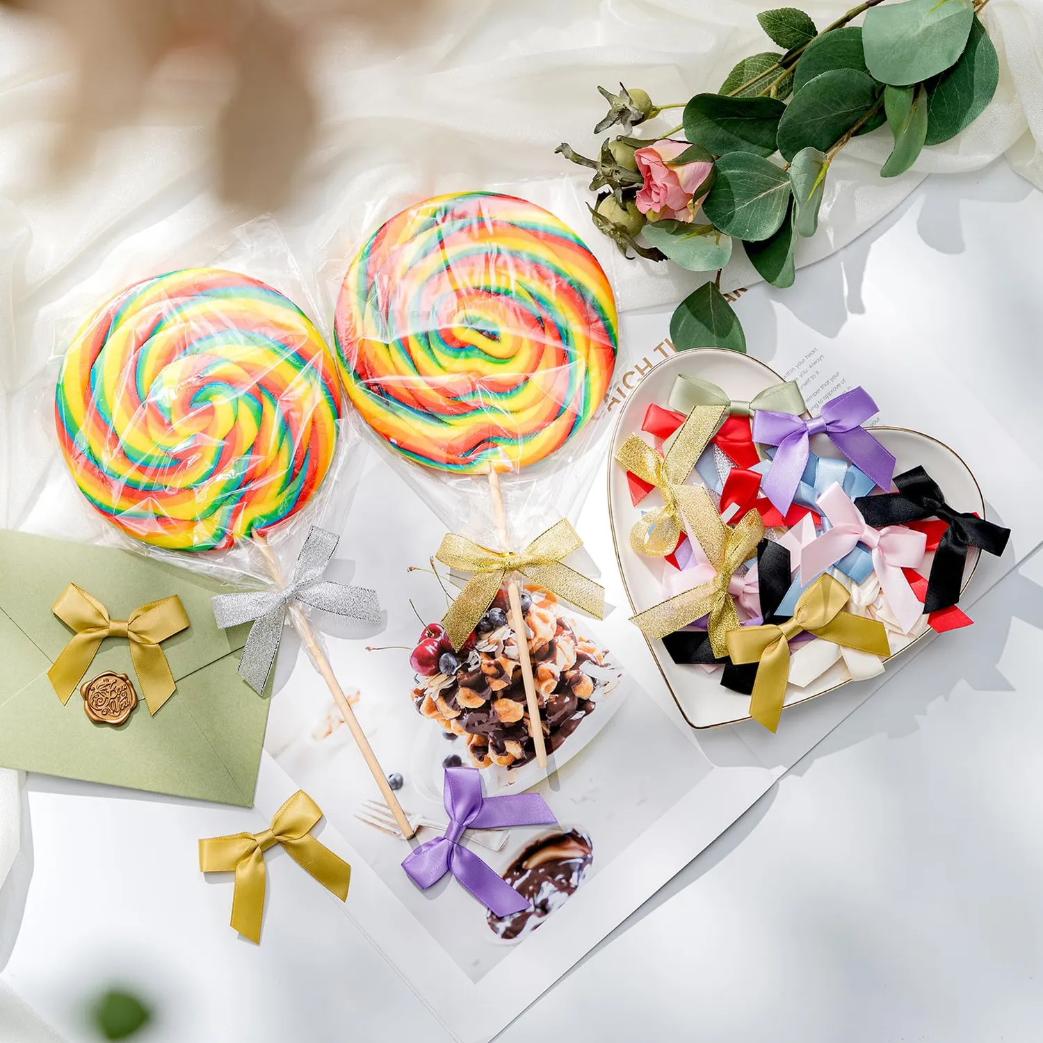 MORSUNBELA Geschenkschleifen Satin selbstklebend 50 Stk