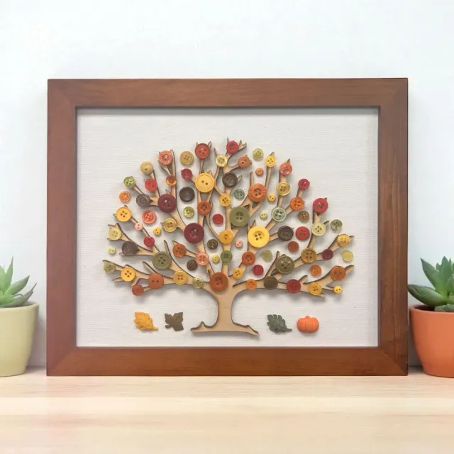 Buttons Galore Button Art Fall Tree Leinwand-Set Herbstbaum