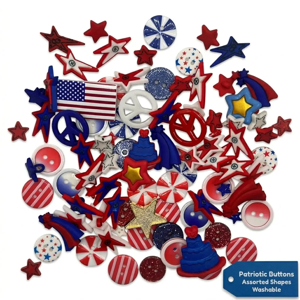 Buttons Galore Patriotic Nähknöpfe rot-weiß-blau 50 Stück