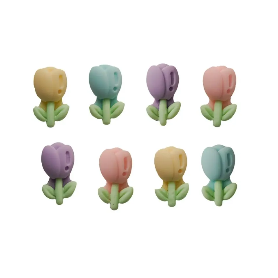 Buttons Galore Flatbackz Tiny Tulips Bastelblumen 8 Stück