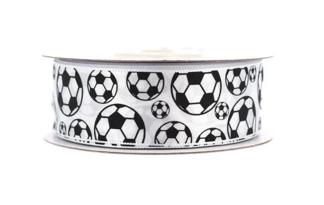 Creativery Satinband Fußball 25mm x 20m matt
