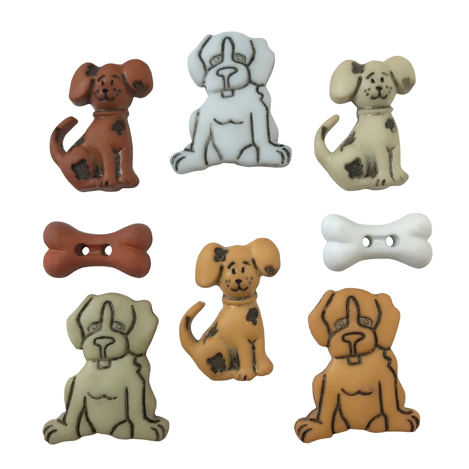 Buttons Galore Puppy Love Knöpfe 8 Stück Hunde