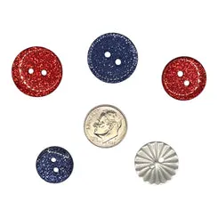 Buttons Galore America 250 Freedom Glitzerknöpfe rot weiß blau