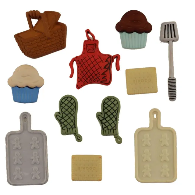 Buttons Galore Baking Knöpfe 11 Stück Backmotive