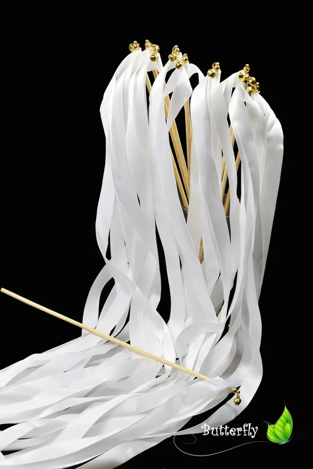 Creativery Wedding Wands Glücksstäbchen 10 Stück mit Rassel