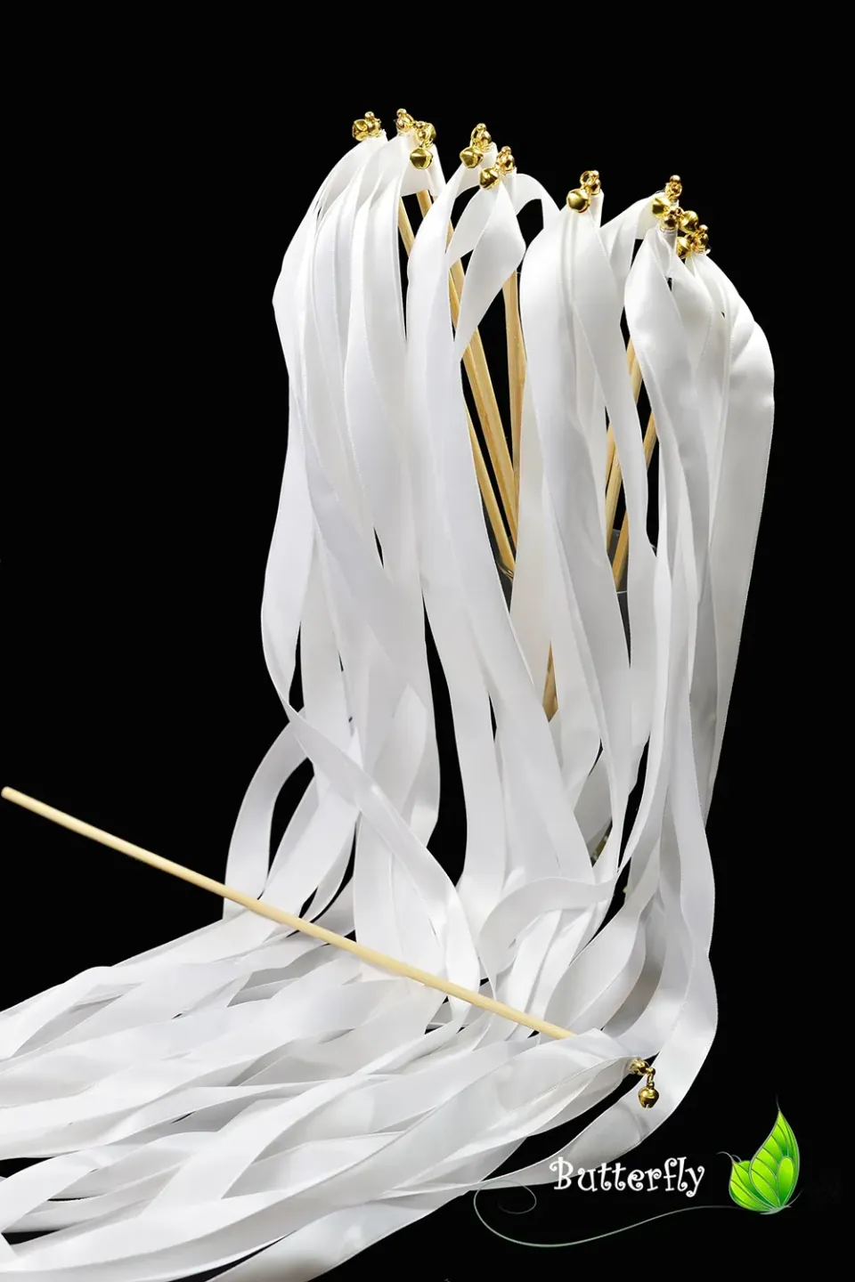 Creativery Wedding Wands Glücksstäbchen 10 Stück mit Rassel
