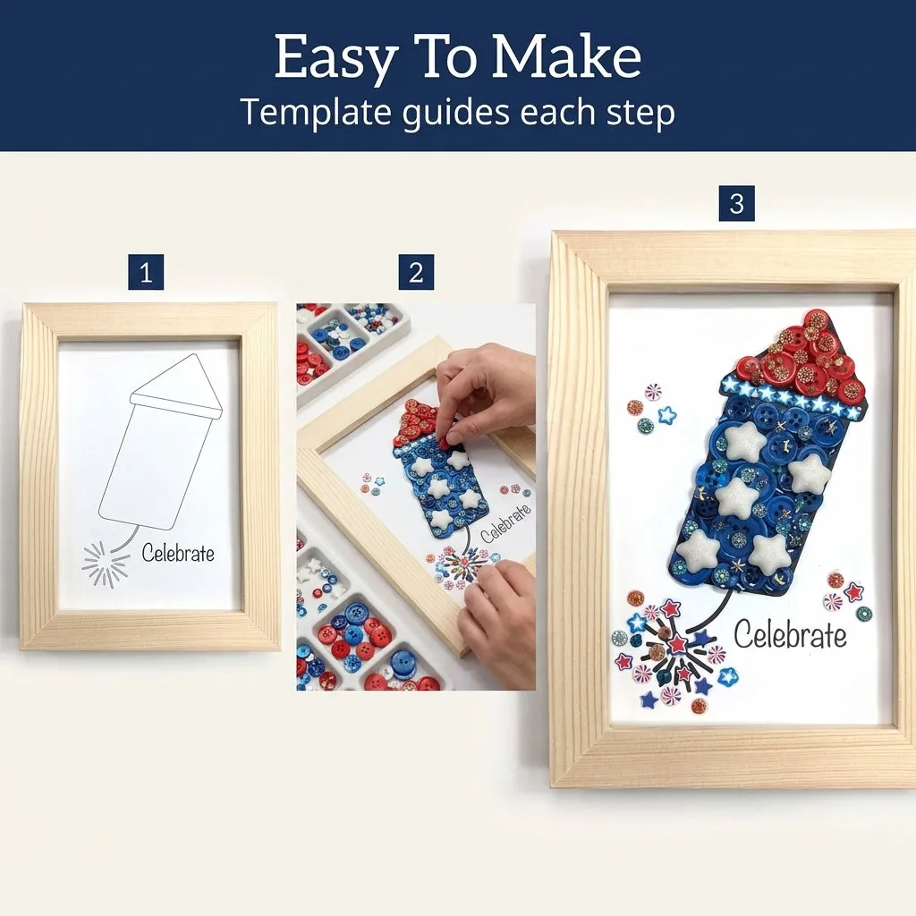Buttons Galore Firecracker Frame Bastelset rot weiß blau