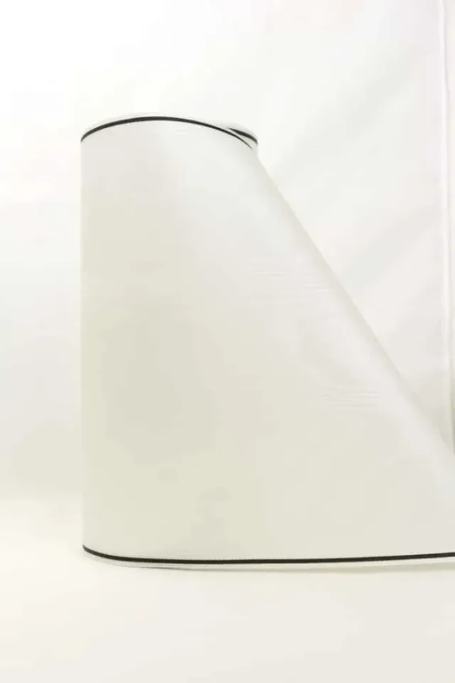 ALJO DESIGN Moiré-Band 250 mm Weiß Strichrand Schleifenband
