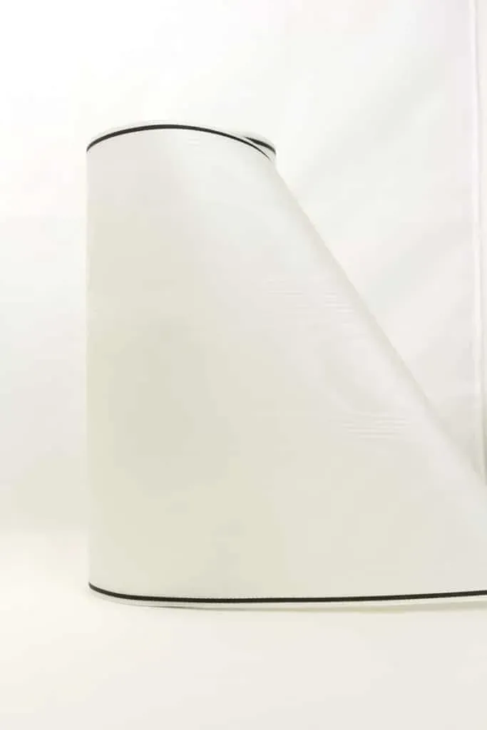 ALJO DESIGN Moiré-Band 250 mm Weiß Strichrand Schleifenband