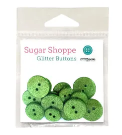 Buttons Galore Granny Smith Glitzerknöpfe limette 15 Stk