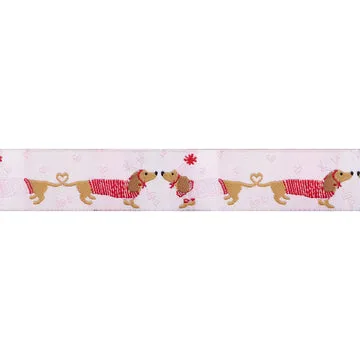 Renaissance Ribbon Gingerbread Dachshund Kisses Webband 22mm 1 Yard