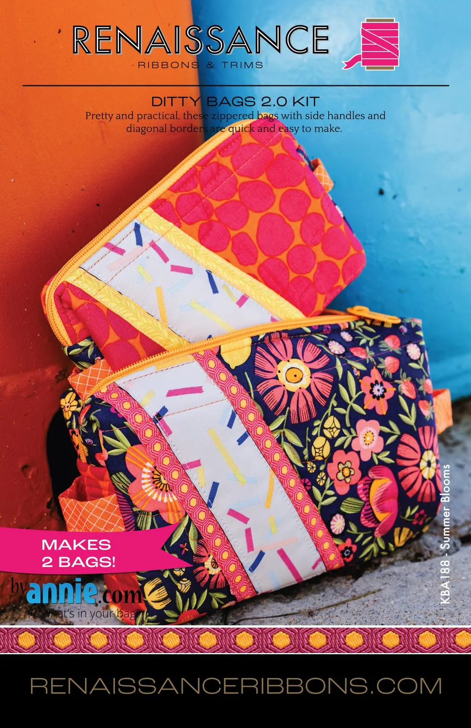 Renaissance Ribbon Ditty Bags 2.0 Nähset Baumwolle Reißverschluss