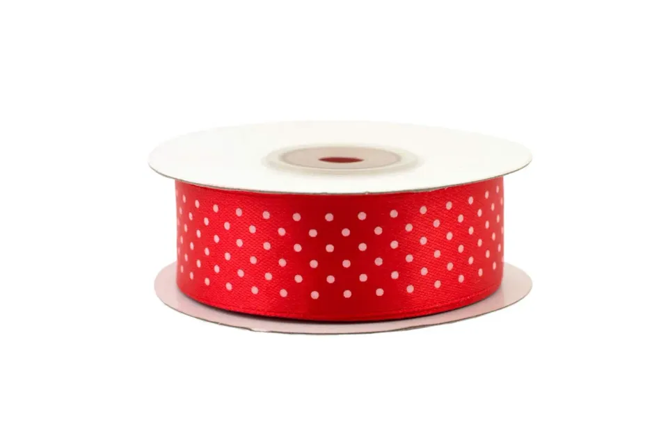 Creativery Satinband Punkte rot 25 mm 25 m Rolle Schleifenband