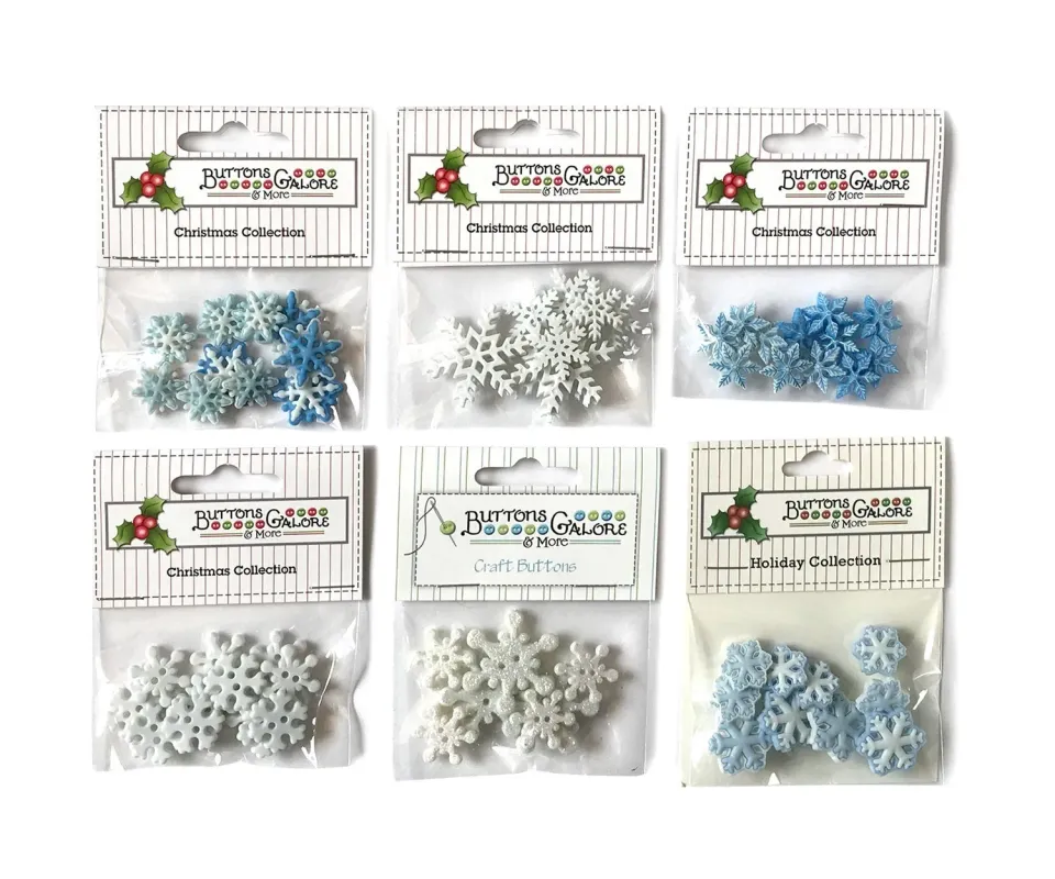 Buttons Galore Snow Group Knöpfe 50 Stück Schneeflocke