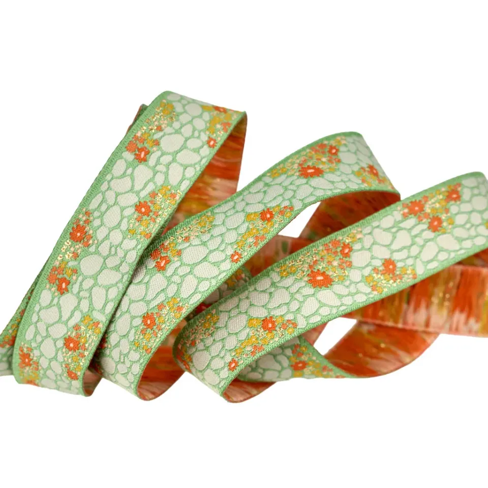 Renaissance Ribbon Poppy Night Cobblestone Path Webband 22mm 1 Yard