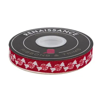 Renaissance Ribbon Gingerbread Christmas Peppermint Swirl Webband 5/8"