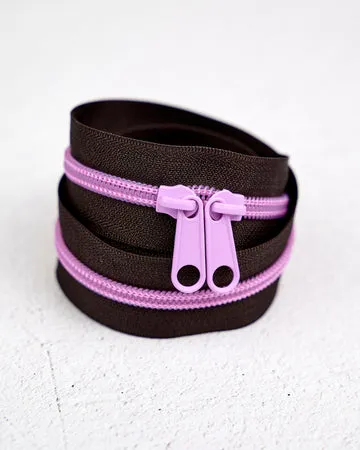 Renaissance Ribbon Velvet Violet Handtaschen-Reißverschluss teilbar