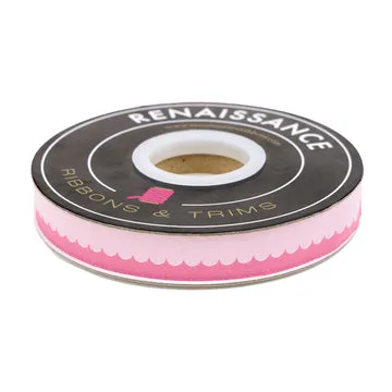 Renaissance Ribbon Love Notes Scallop Webband 16mm 1 Yard rosa