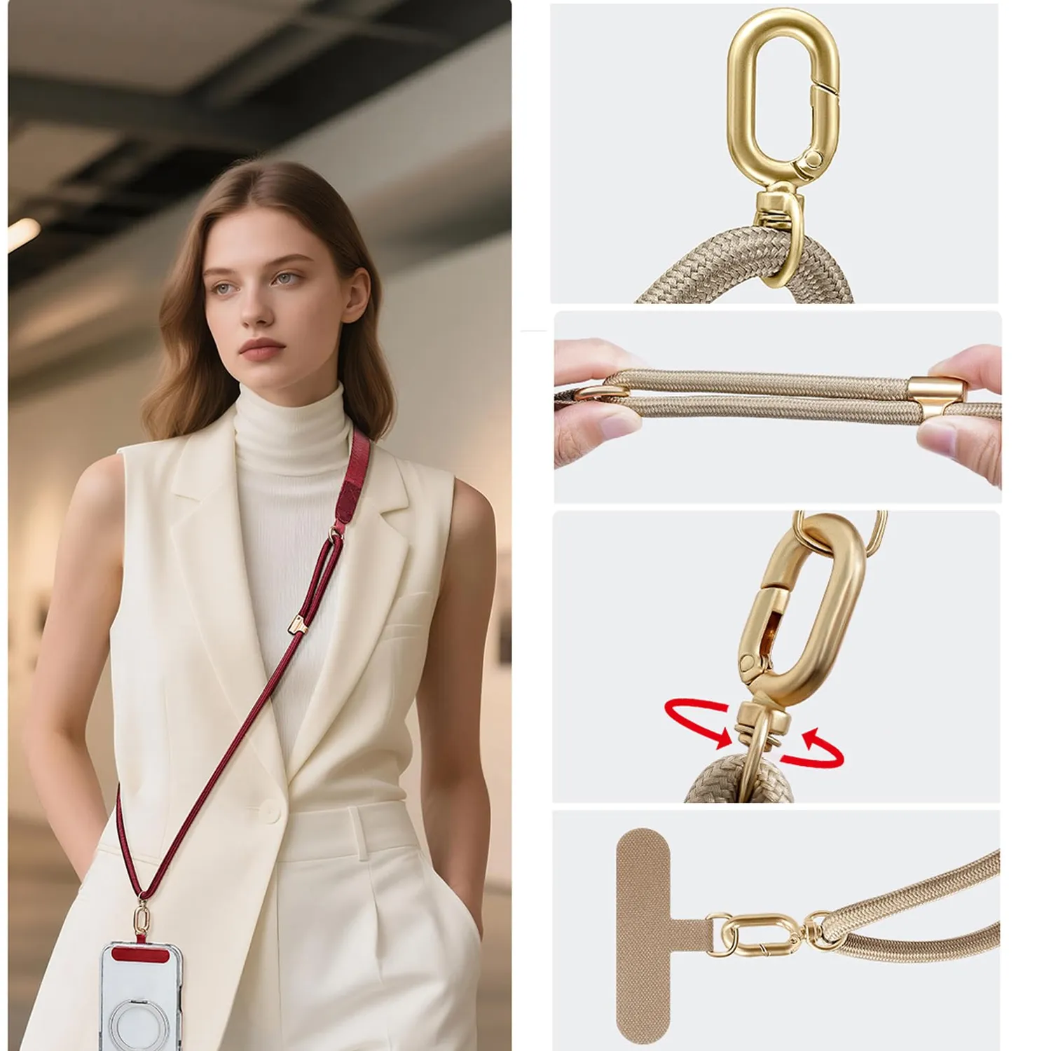 MORSUNBELA Handykette Breit Verstellbar mit Karabiner
