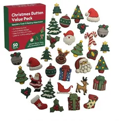Buttons Galore Christmas Bastelknöpfe 50 Stück Weihnachten waschbar