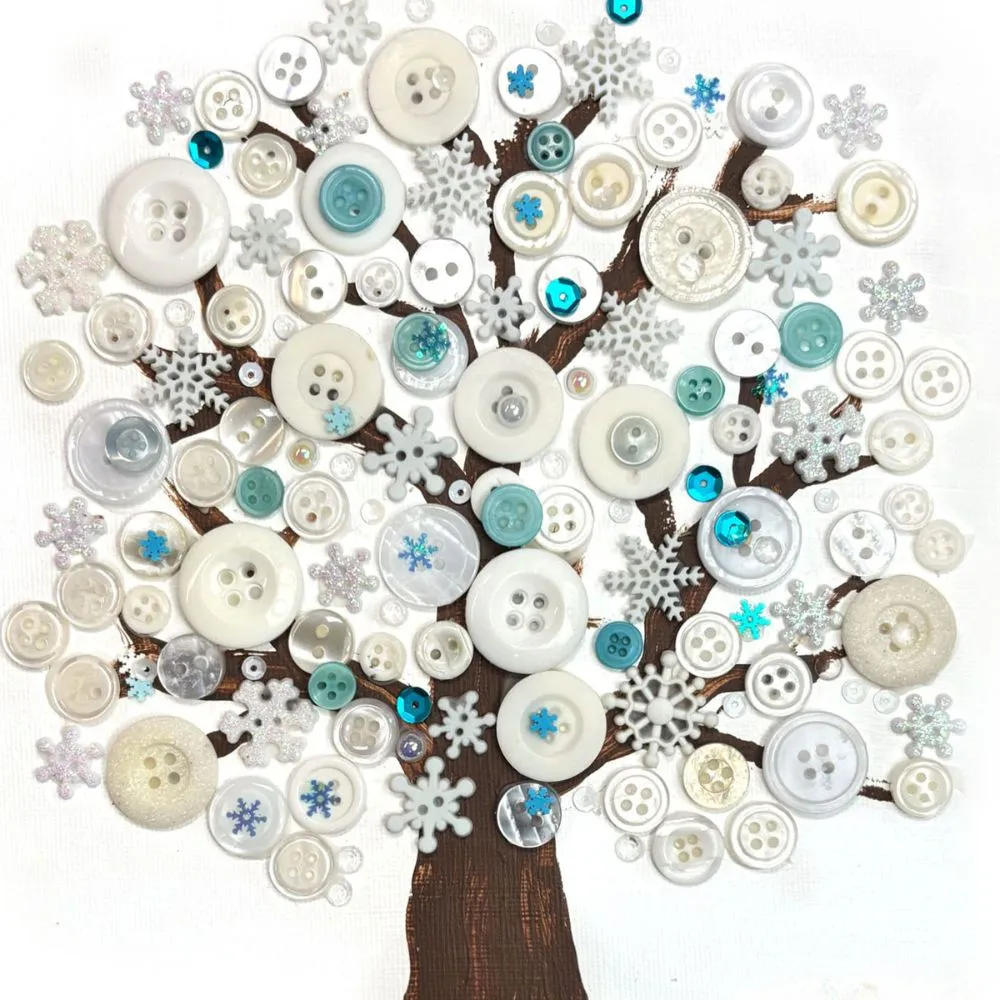 Buttons Galore Winter Tree Bastelset Baum weiß