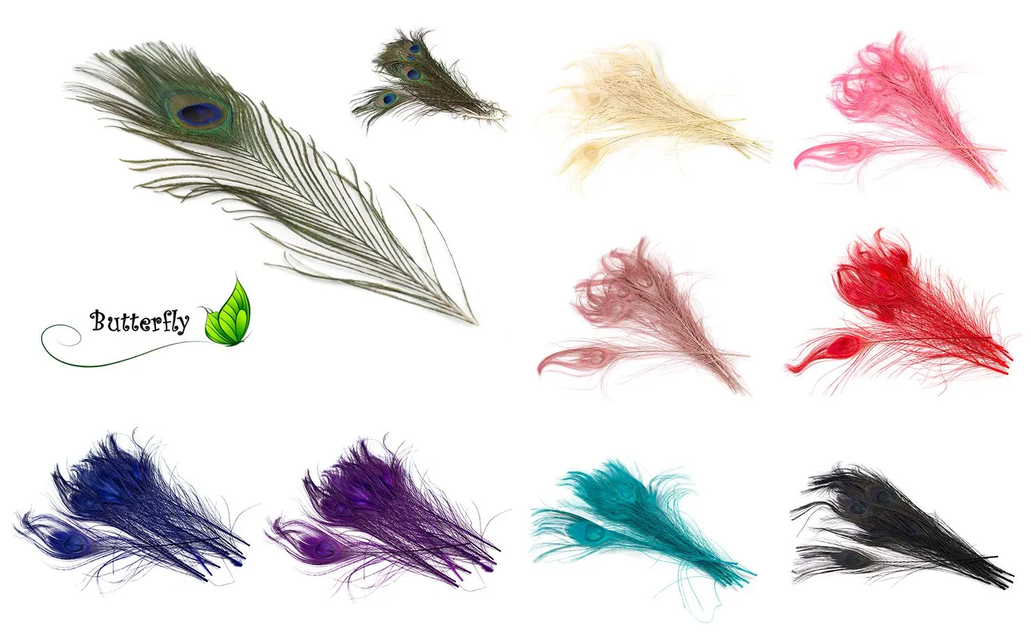 Creativery Pfauenfedern 25–30 cm 10 Stück