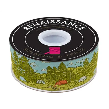 Renaissance Ribbon Bucolic in Sky Jacquardband 2 Zoll 1 Yard