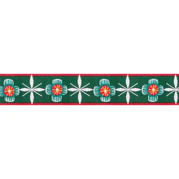 Renaissance Ribbon 12 Days of Christmas Blue Flower Band 1 Yard