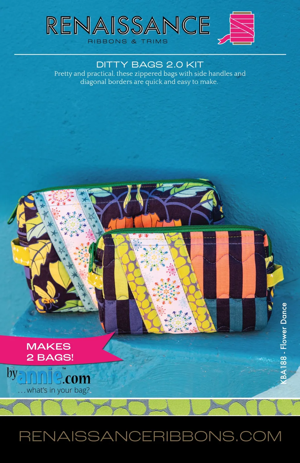 Renaissance Ribbon Ditty Bags 2.0 Nähset Baumwolle Reißverschluss
