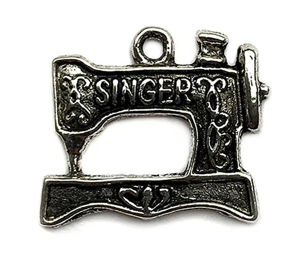 Buttons Galore Nähmaschine Charm Anhänger 10 Stück silber