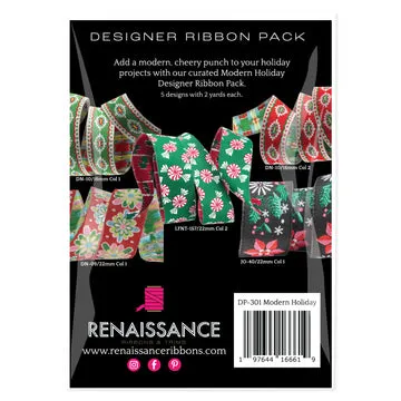 Renaissance Ribbon Modern Holiday Designer Pack Bänder-Set 5x2 Yards