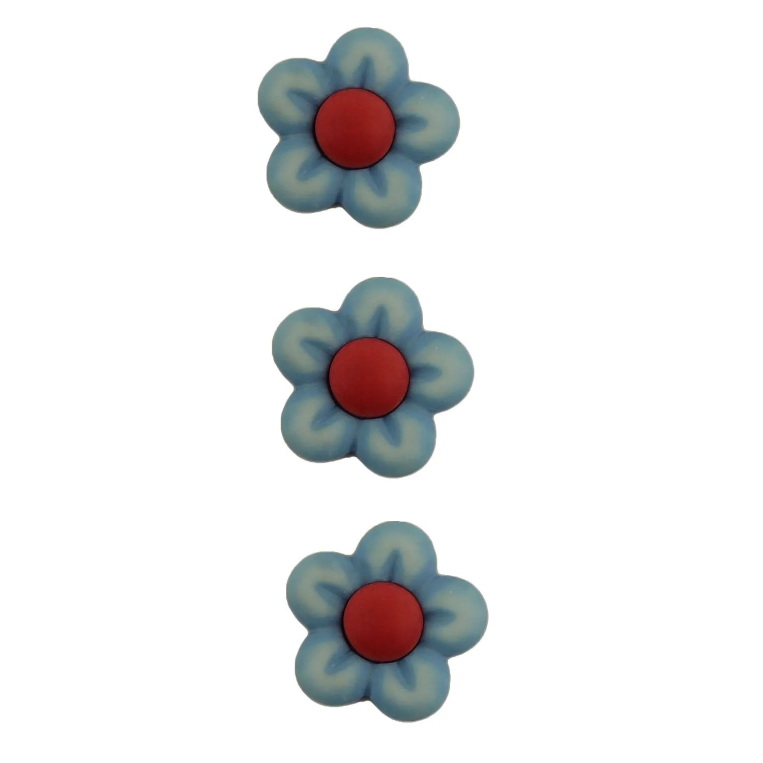 Buttons Galore Blue Flowers Nähknöpfe 3 Stück Blau 3D