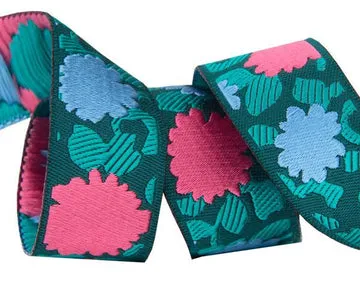 Renaissance Ribbon Simply Bold Floral Band Koralle Blau 1 Yard