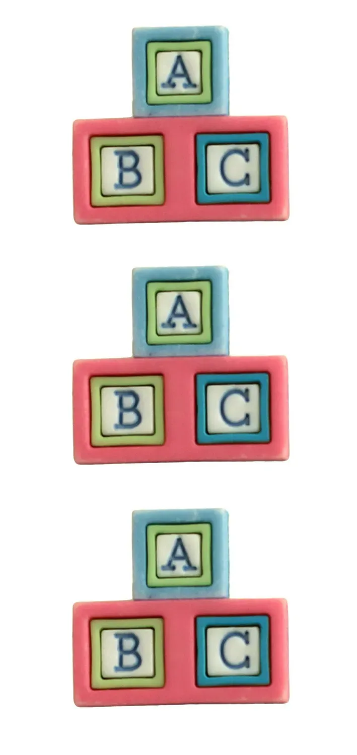 Buttons Galore Baby Hugs Baby Blocks Knöpfe 3 Stück