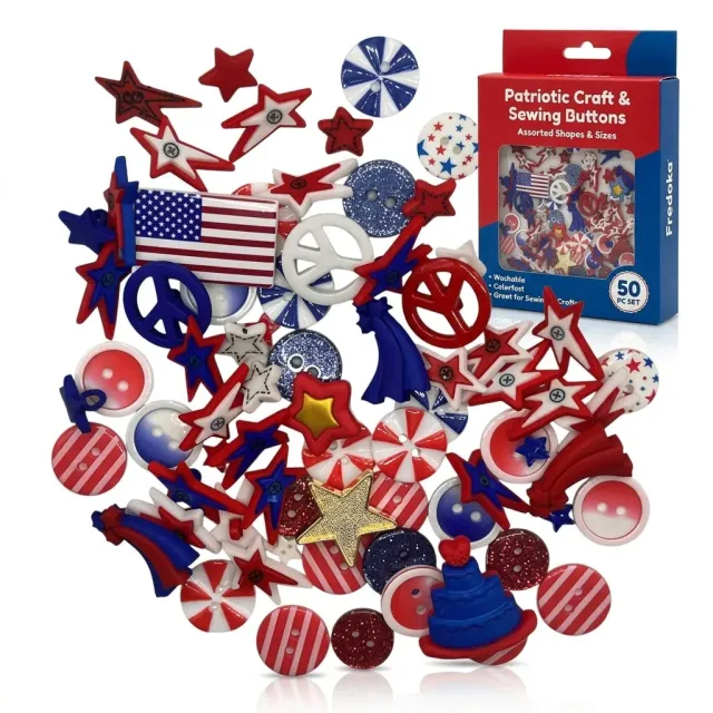 Buttons Galore Patriotic Nähknöpfe rot-weiß-blau 50 Stück